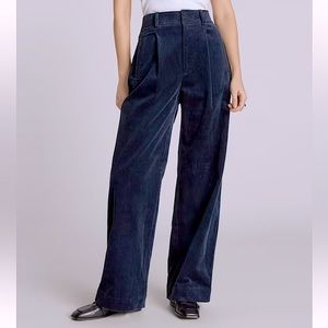 NWT EVERLANE The Corduroy Way-High Drape Pant Wide Leg Navy Blue Size 8